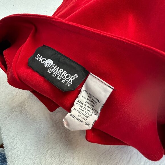 Vintage Sag Harbor Womens Checkerboard Zip Front Jacket 16W Red Black Stretch - Picture 3 of 7